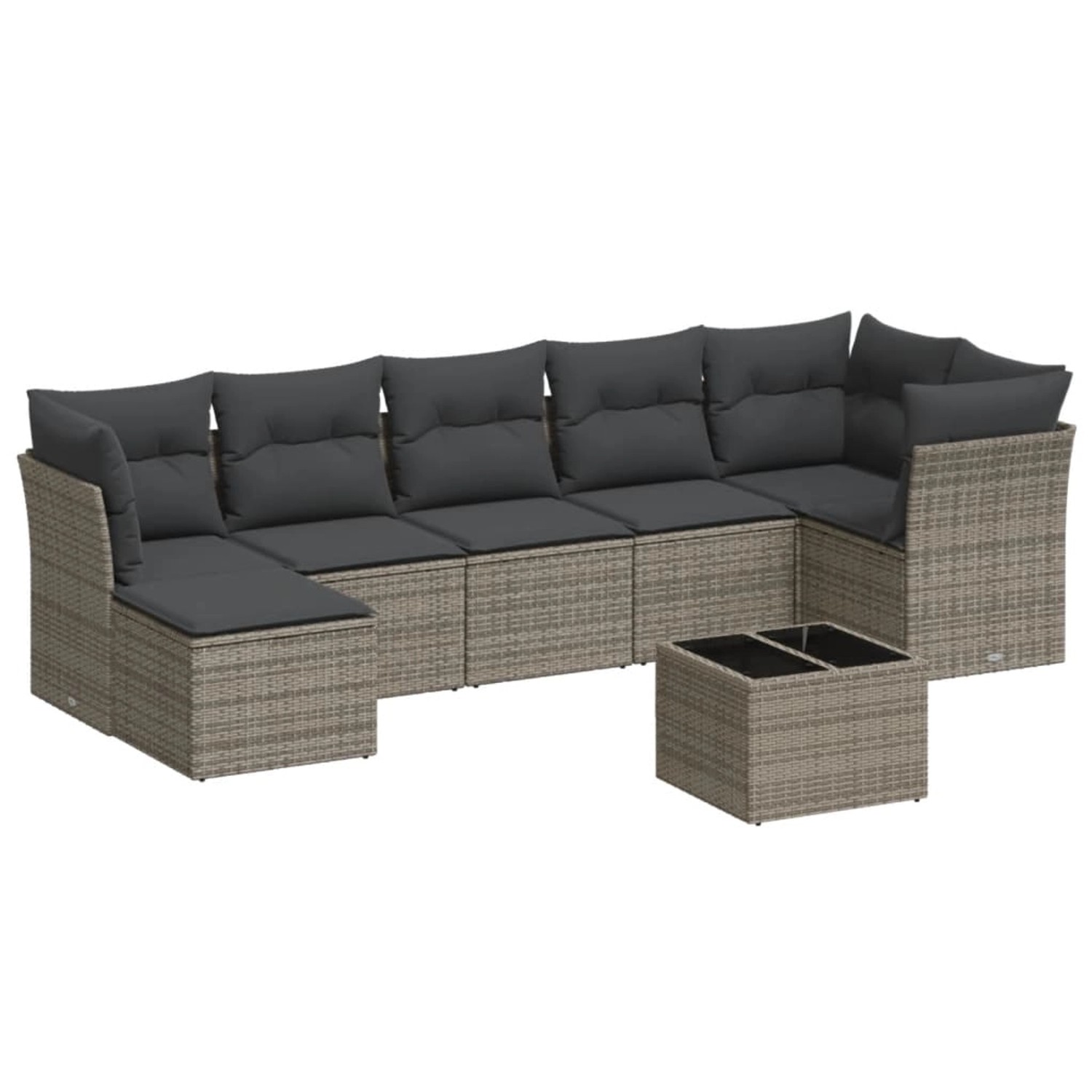 vidaXL 8-Tlg Garten-Sofagarnitur mit Kissen Grau Poly Rattan 3217980