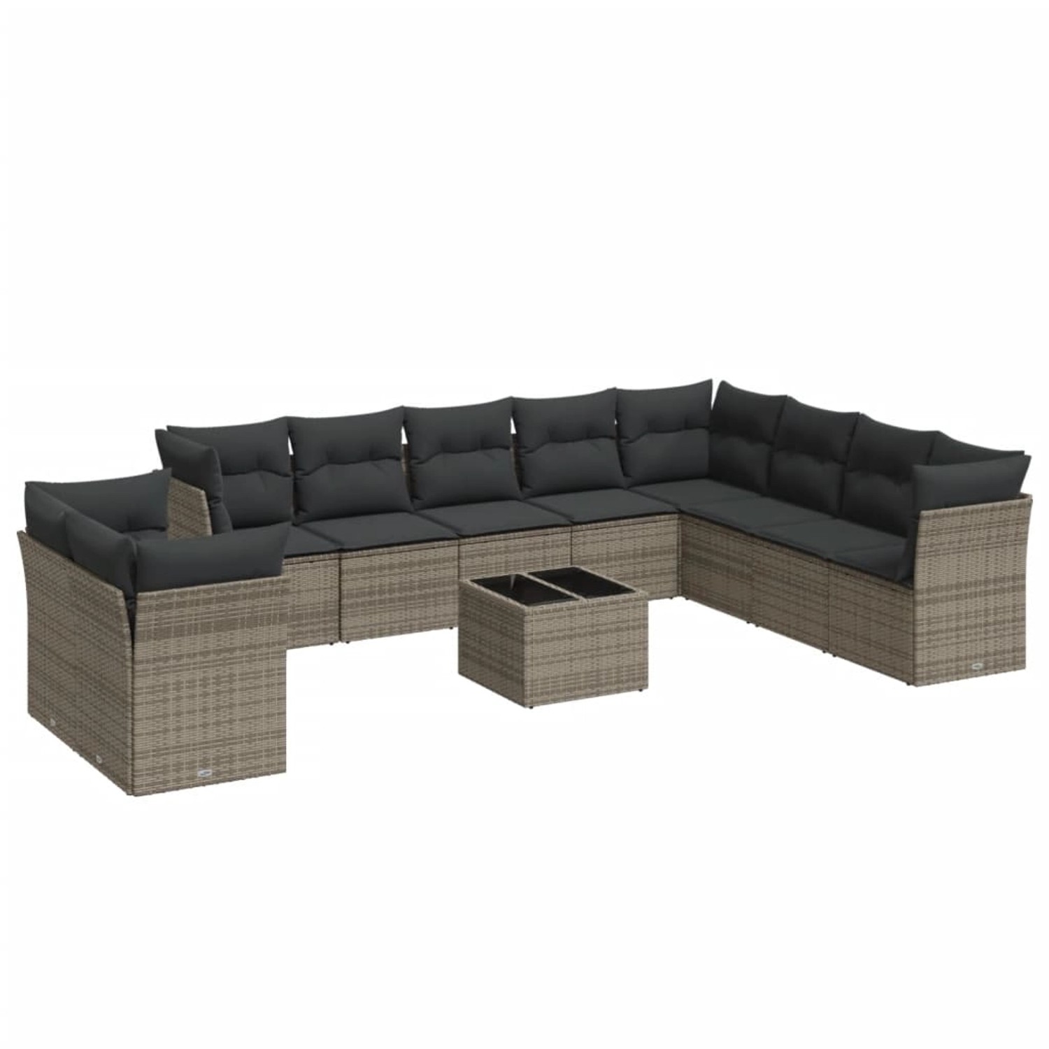 vidaXL 11-tlg Garten-Sofagarnitur mit Kissen Grau Poly Rattan Modell 37 günstig online kaufen