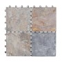 MCW Steinfliese E18, 4er Set Bodenfliesen für Balkon/Terrasse, Naturstein Granit Bunt, 30x30cm.
