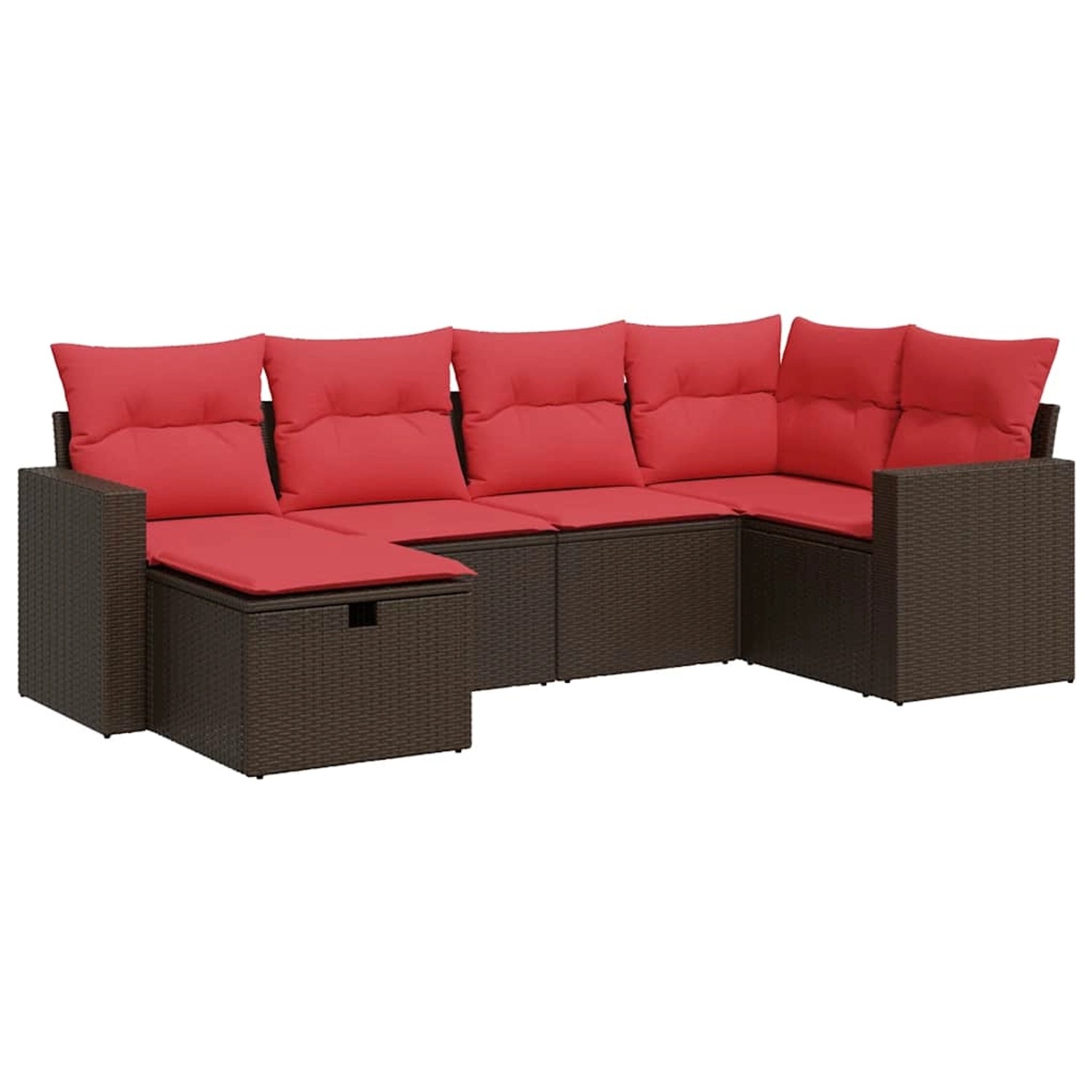 vidaXL 6-Tlg Garten-Sofagarnitur mit Kissen Braun Poly Rattan 3325390