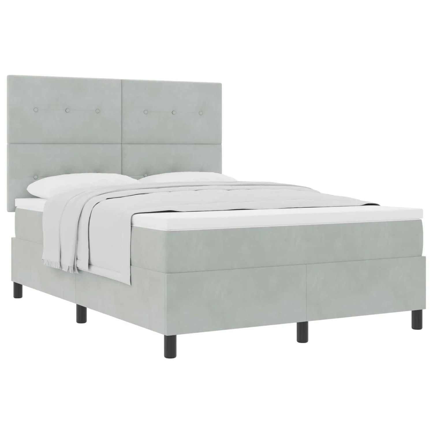 vidaXL Boxspringbett mit Matratze Hellgrau 160 x 200 cm Stoff 3339842