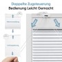 Weißes Sekey Tag&Nacht Wabenplissee mit doppelter Zugsteuerung für Höhen- und Lichtregulierung. Klemmfix-Bedienung.