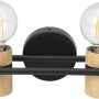 Eglo Wandleuchte Chieveley, 2-flammig, Natur und Schwarz. Moderne Wandlampe mit Holz- und Metallelementen.