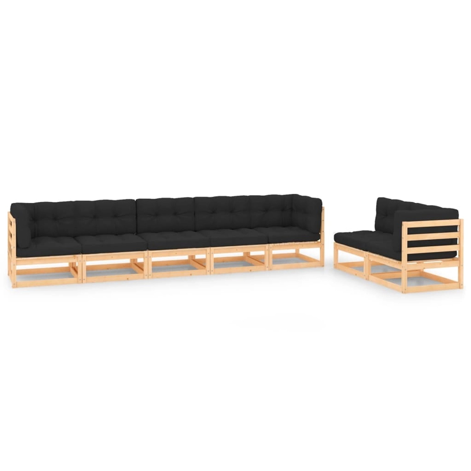 7-tlg. Garten-lounge-set Mit Kissen Massivholz Kiefer günstig online kaufen