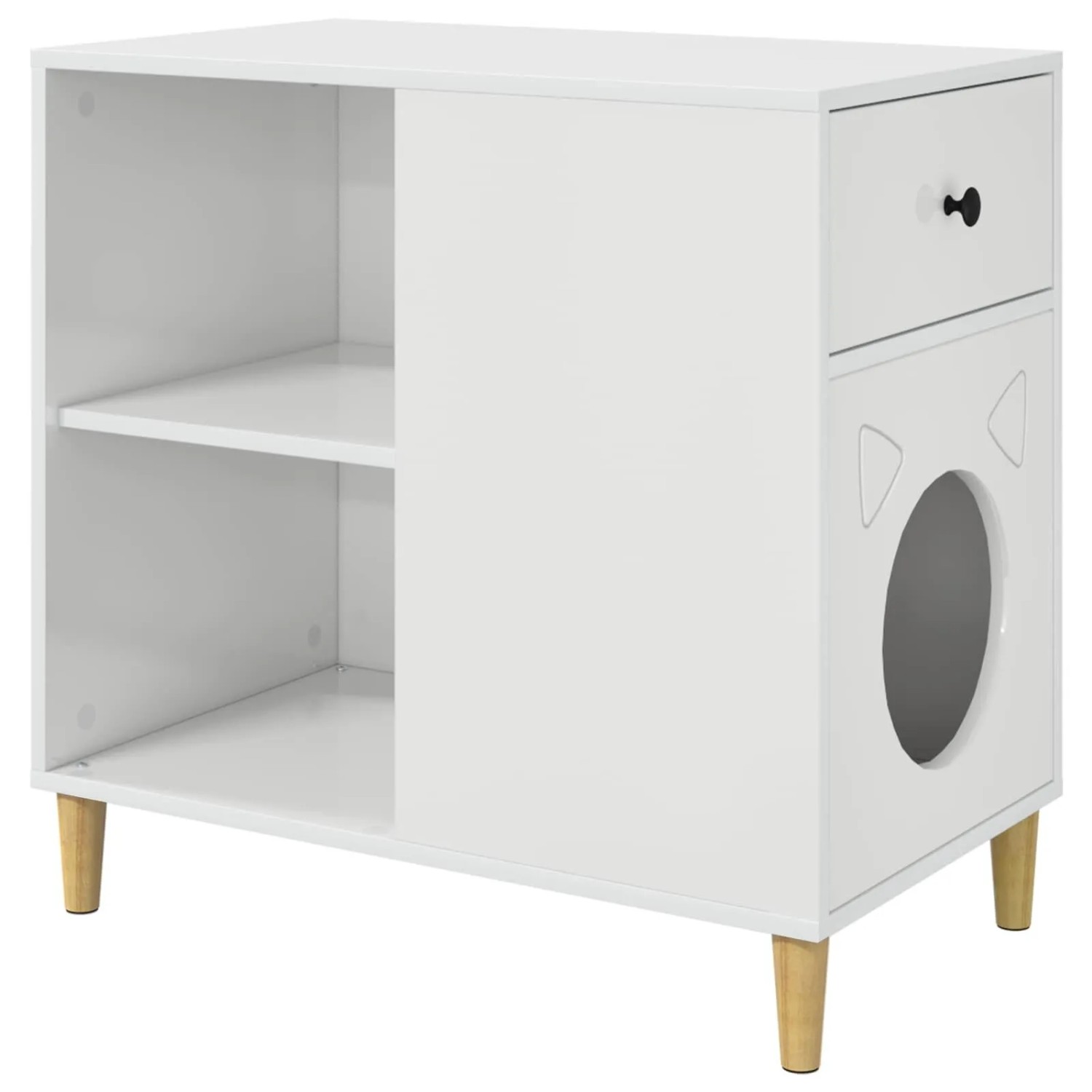 vidaXL Katzenhaus Glänzend Weiß 72 x 42,5 x 70 cm Holzwerkstoff 8000684