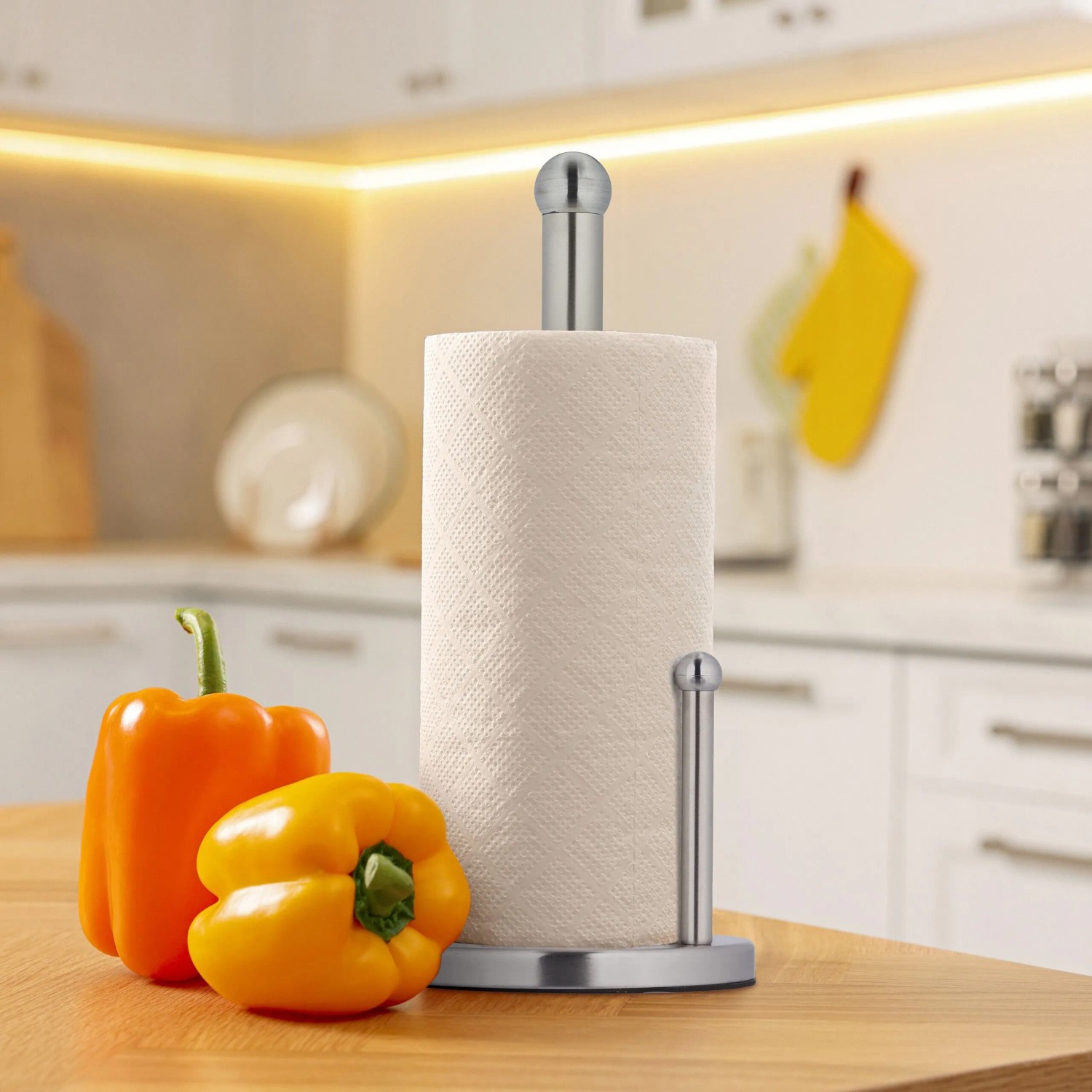 Relaxdays Küchenrollenhalter Edelstahl Silber Abrollstopp 35 cm x 15 cm 570 g_5