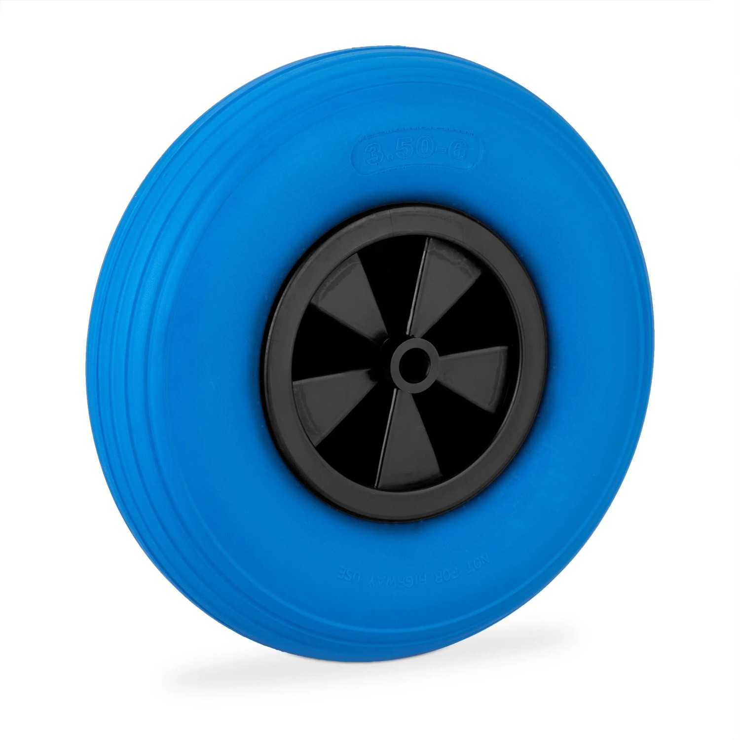Relaxdays Schubkarrenrad Vollgummi Blau Schwarz Pannensicher 3.50-6 33 cm x 9 cm 1,4 kg