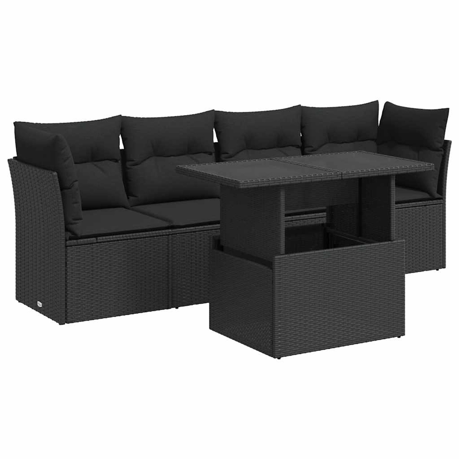 vidaXL 5-Tlg Garten-Sofagarnitur mit Kissen Schwarz Poly Rattan 3326086 günstig online kaufen