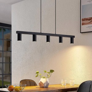 Lindby Pendelleuchte Baliko 9627352 Modern in Schwarz aus Metall 5-flammig GU10 Wohnzimmerleuchte