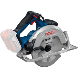 Bosch Professional GKS 18V-68-2 Akku-Handkreissäge (ohne Akku) in Blau und Silber.