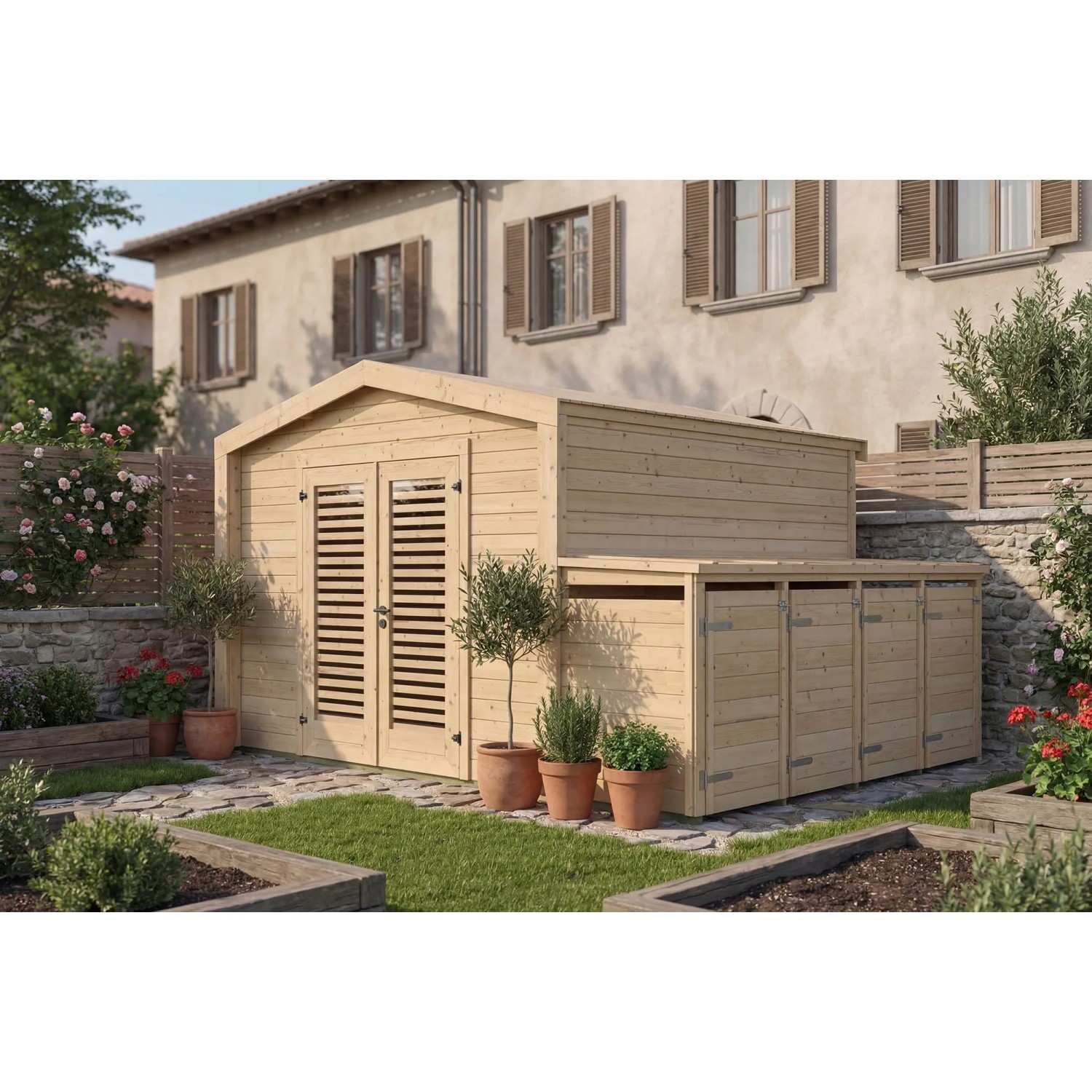 Weka Holz-Gartenhaus Killarney Satteldach Natur Unbehandelt 401 cm x 311 cm