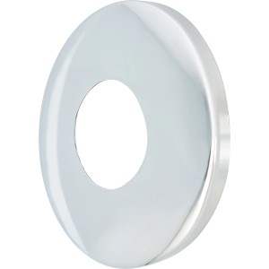 Verchromte Messing-Rosette, 24,1 mm Durchmesser, zur Abdeckung von Wanddurchbrüchen.