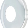 Verchromte Messing-Rosette, 24,1 mm Durchmesser, zur Abdeckung von Wanddurchbrüchen.