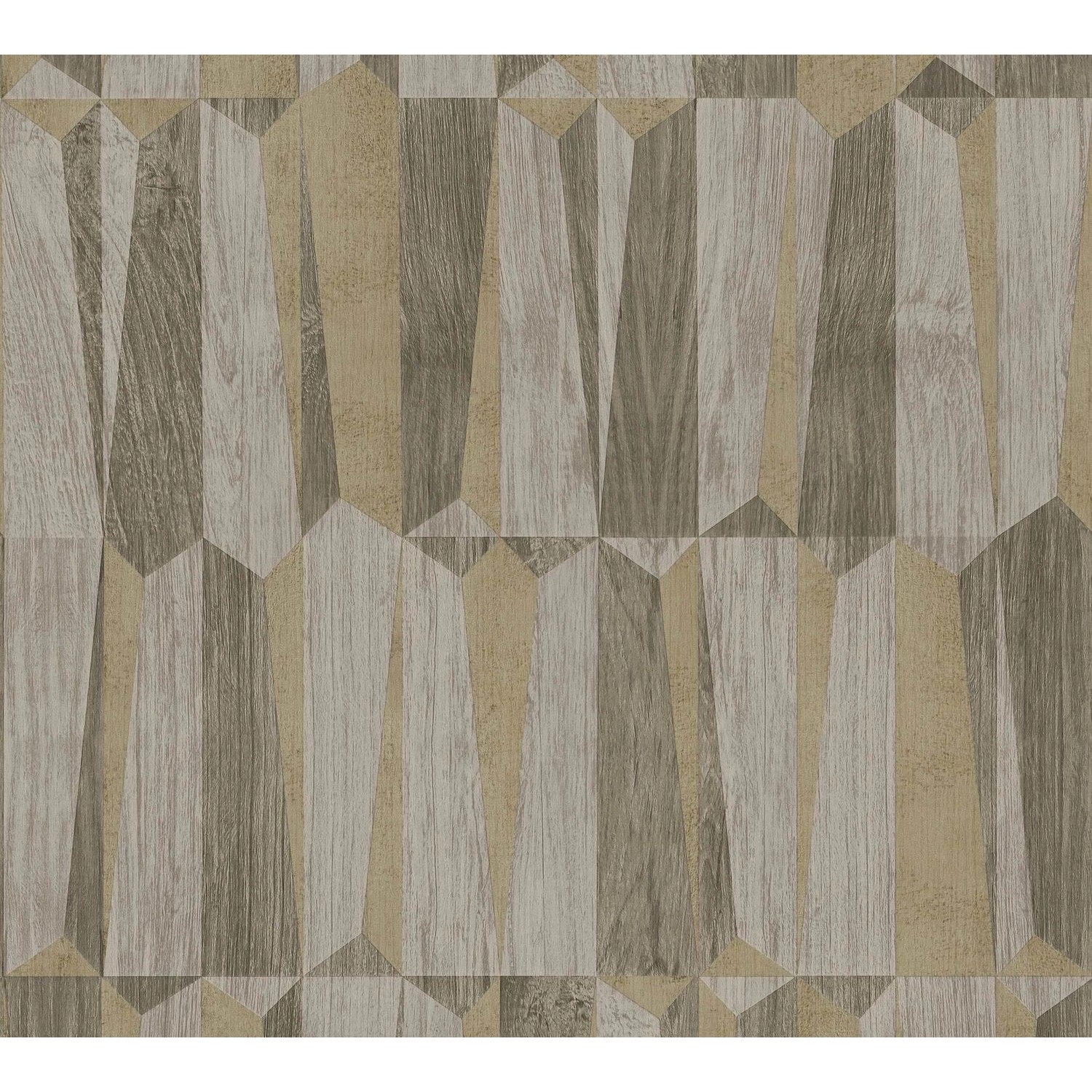 PROFHOME 387433-GU Holz Tapete Geometrisch Schimmernd Braun Gold Grau 0,53 günstig online kaufen