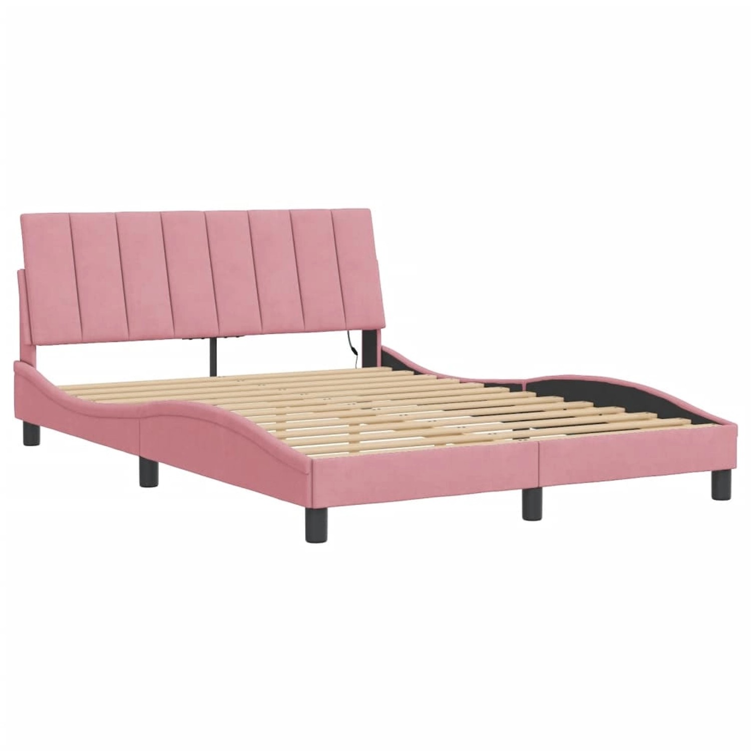 vidaXL Bettgestell mit LED ohne Matratze Hanko Rosa 120x200 cm Samt 3213774 günstig online kaufen