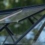 Detailaufnahme: Halls Montageleisten-Set für Icon 6 Gewächshaus mit Sicherheitsglas, schwarz.