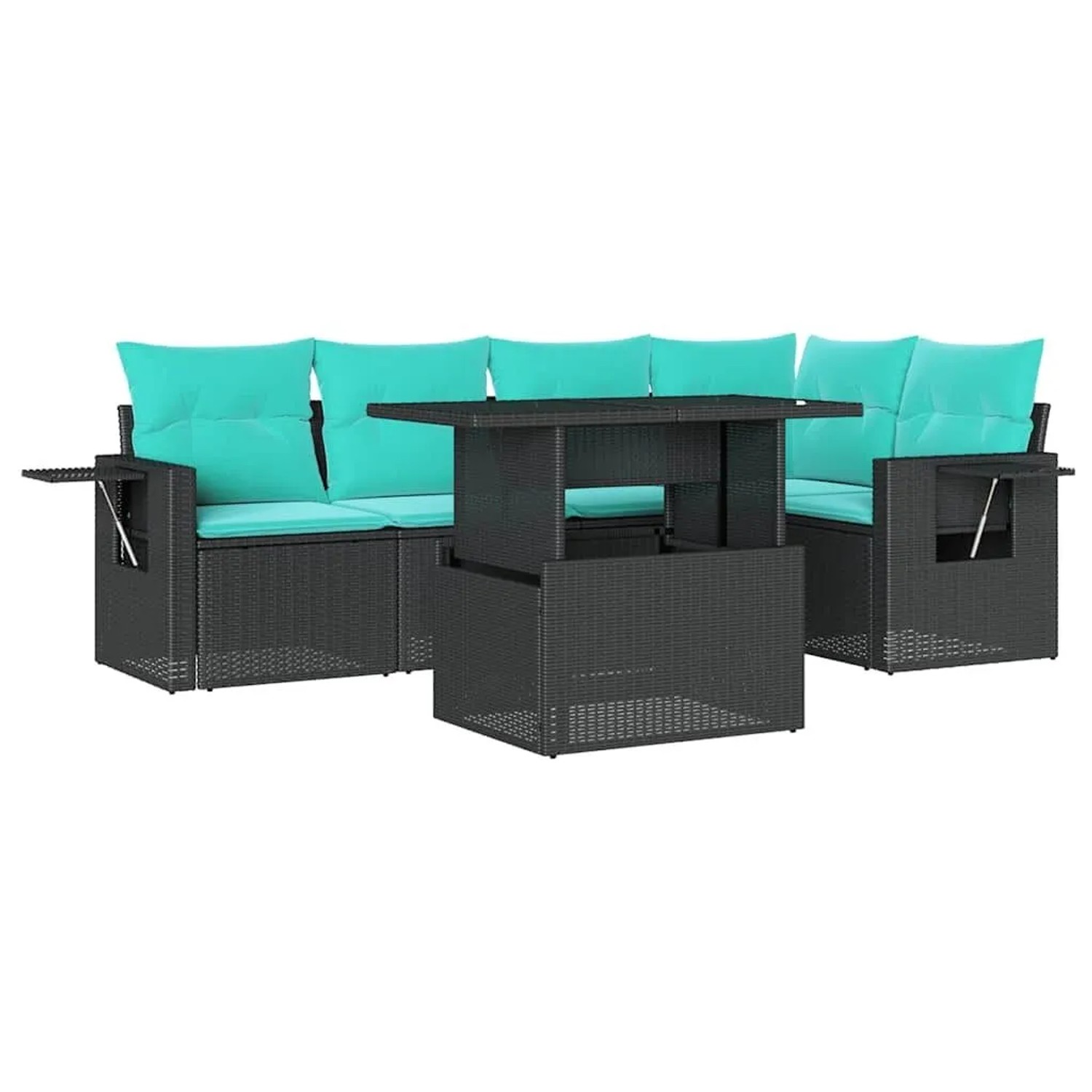 vidaXL 6-Tlg Gartensofa-Set mit Kissen Schwarz Polyrattan 3267887 günstig online kaufen