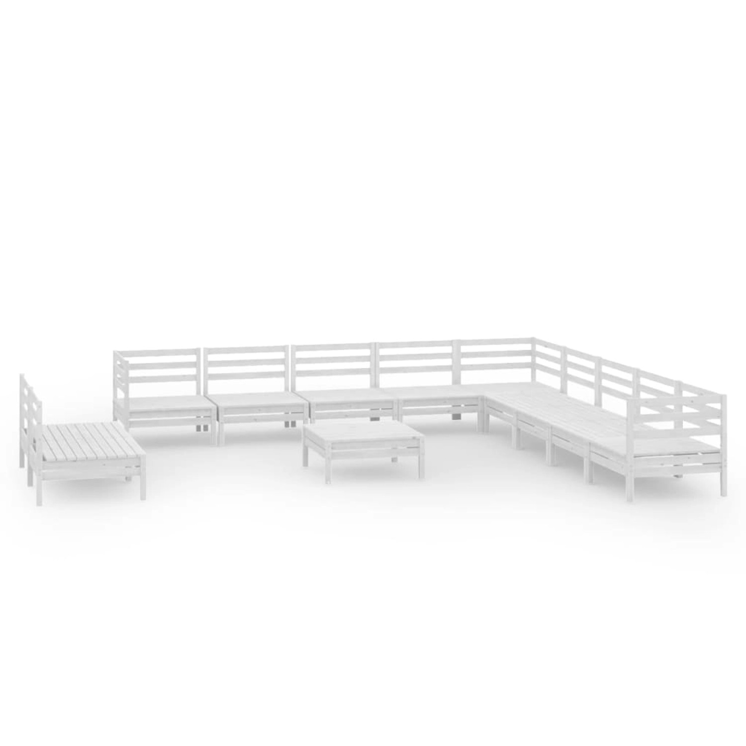vidaXL 12-Tlg Garten-Lounge-Set Massivholz Kiefer Weiß 3083150