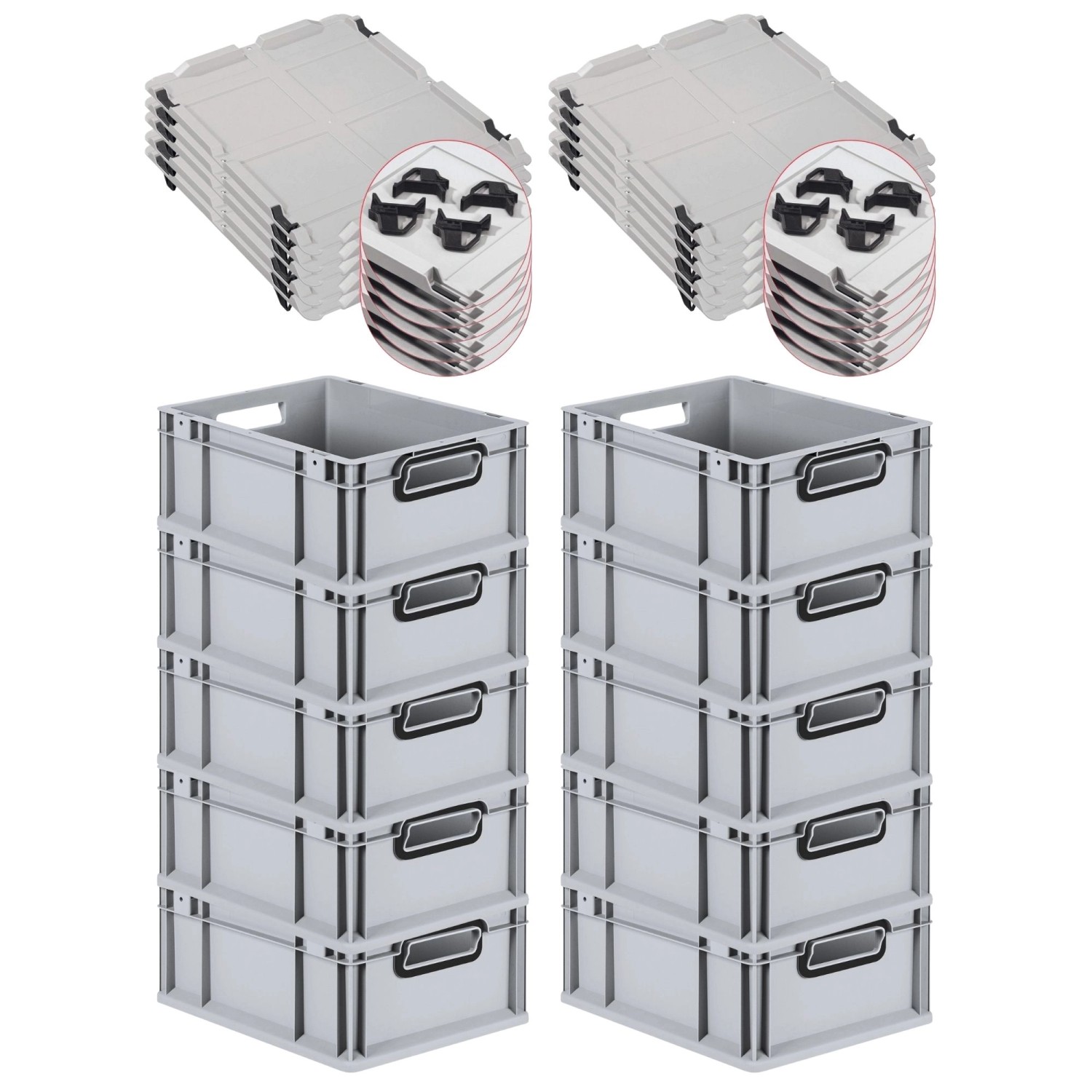 PROREGAL SuperSparSet 10x Eurobox Nextgen Color Mit Auflagedeckel HxBxT 17x günstig online kaufen