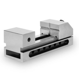 EBERTH Präzisions-Niederzugschraubstock, 50mm Backenbreite, Spannwerkzeug für präzise Arbeiten.