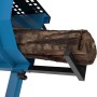 Detailaufnahme: Güde Wippsäge GWS 700 ZR HM-2 mit Holzstamm. Wippsäge in blau/schwarz.