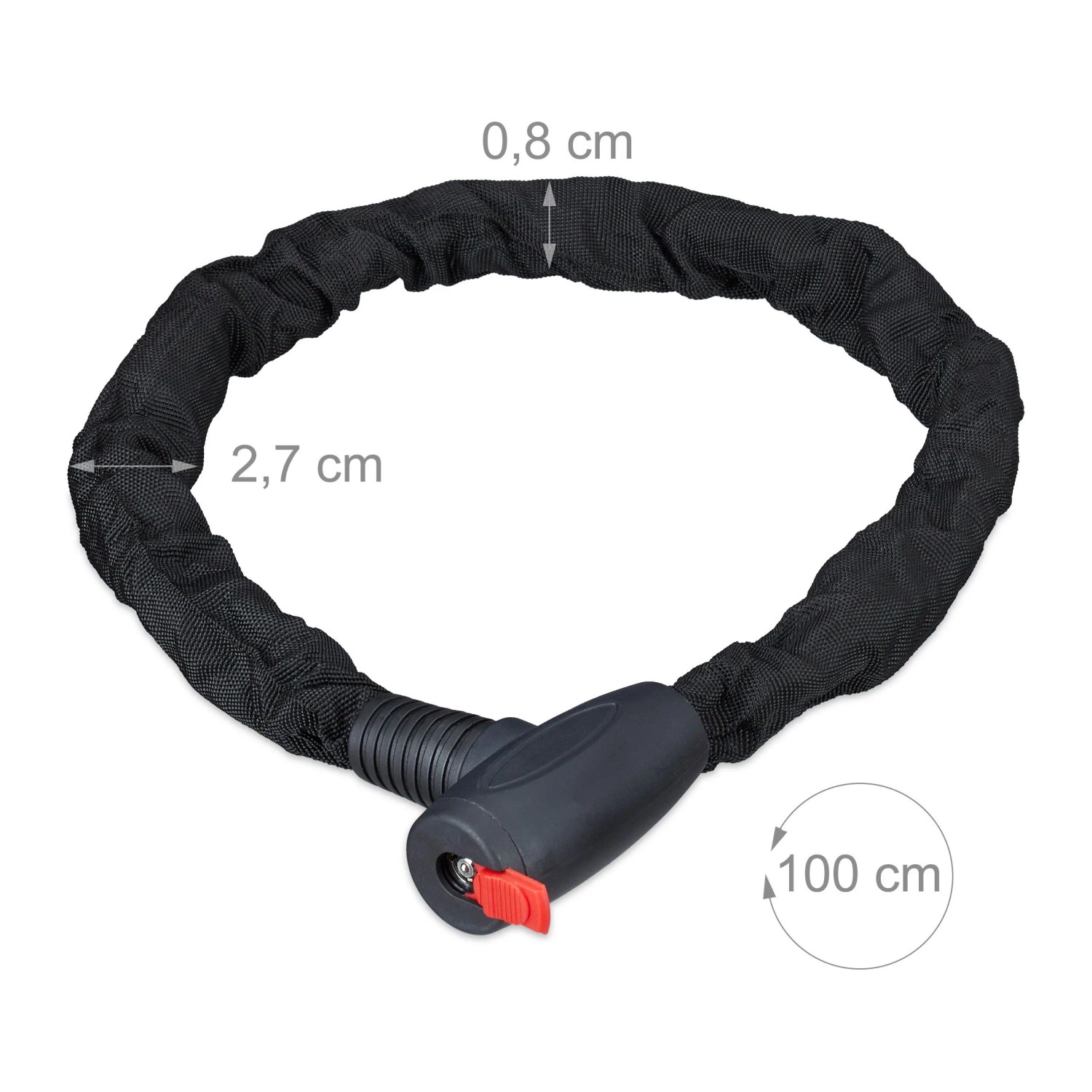 Relaxdays Kettenschloss Secure Kupfer Schwarz mit 2 Schlüsseln 100 cm 1,22 kg_4