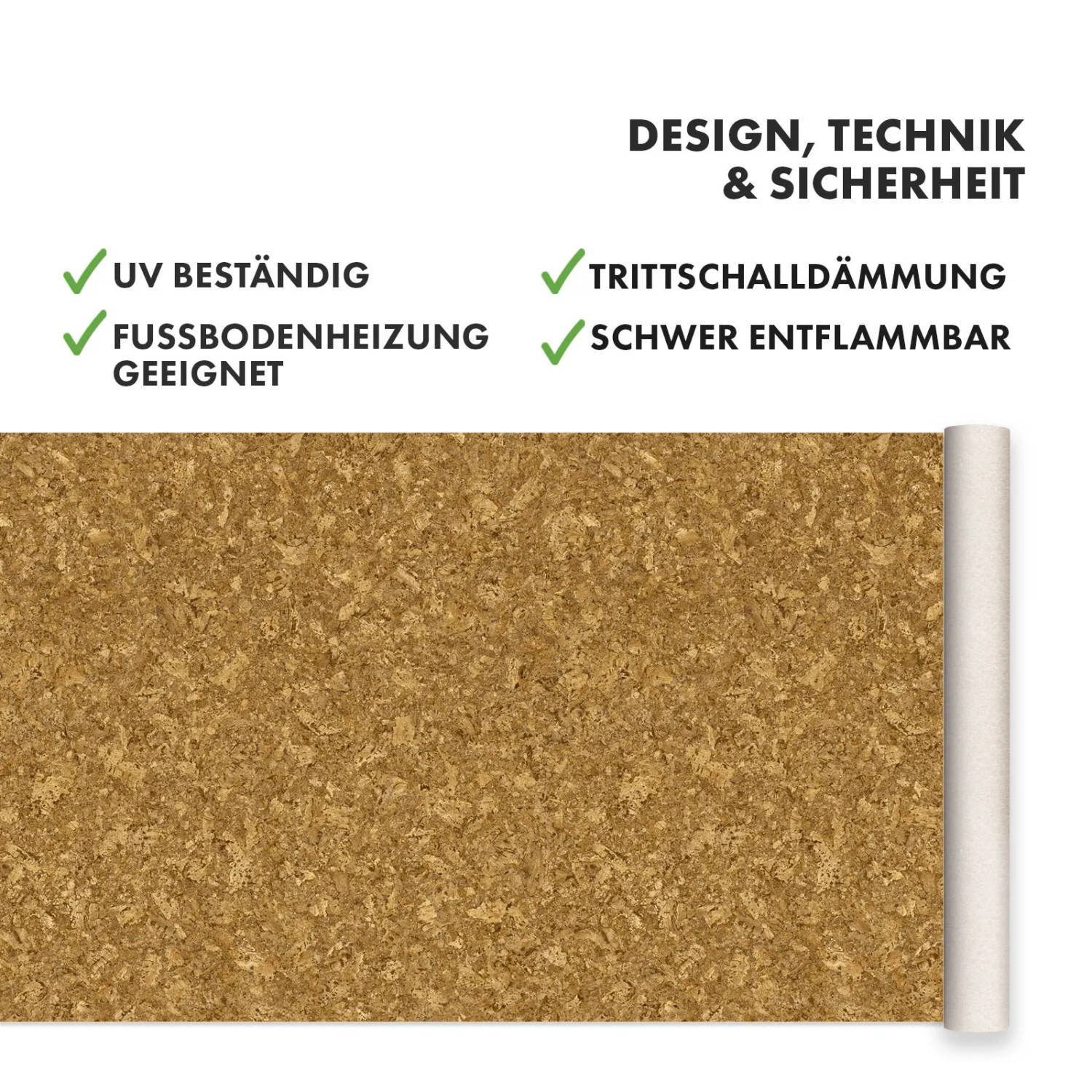 KARAT CV-Belag in Naturkork-Optik, gerollt. PVC-Bodenbelag für Fußbodenheizung geeignet.