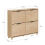 SoBuy Schuhschrank FSR214-N, Naturholz mit 4 Klappen, 100x83x24cm. Schuhkommode für Flur und Eingangsbereich.