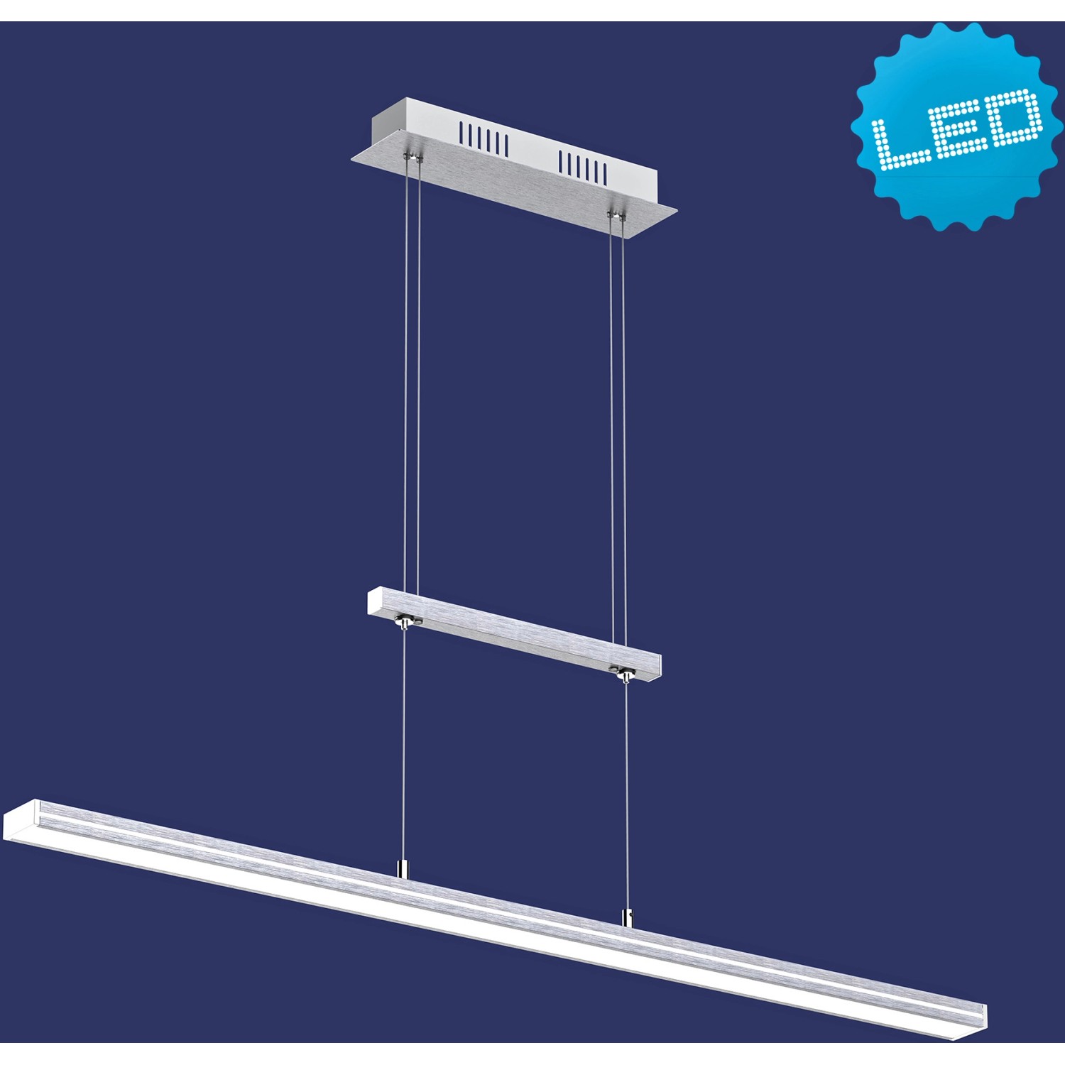 Moderne LED-Pendelleuchte Straight, 103,5 cm, aus Aluminium. Höhenverstellbare Hängelampe für Esszimmer.