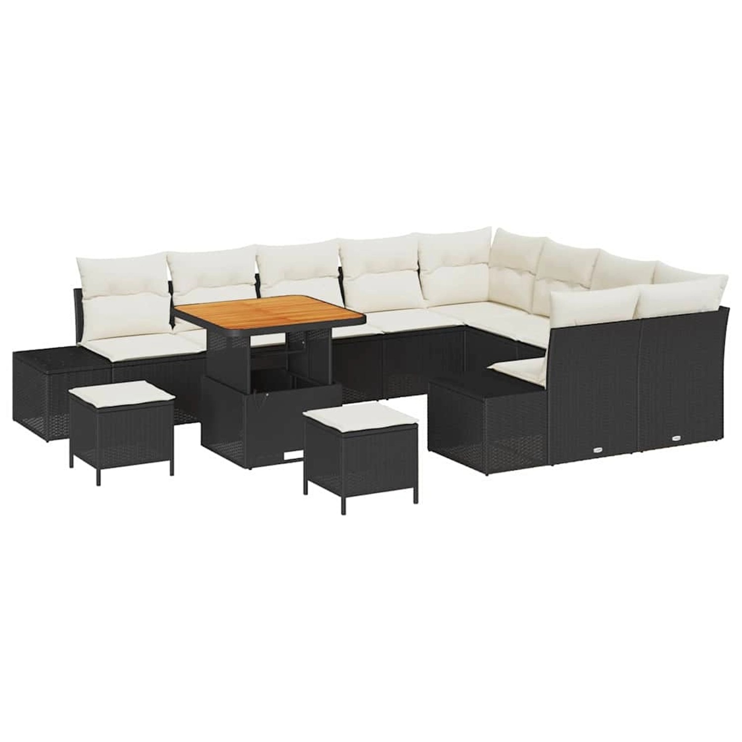 vidaXL Garten-Sofa-Set mit Speicher 12-Tlg Schwarz Poly Rattan 3362820 günstig online kaufen