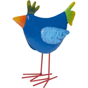 Bunte Deko-Figur Huhn aus Stahlblech, 26x11x24 cm, für Garten und Haus.