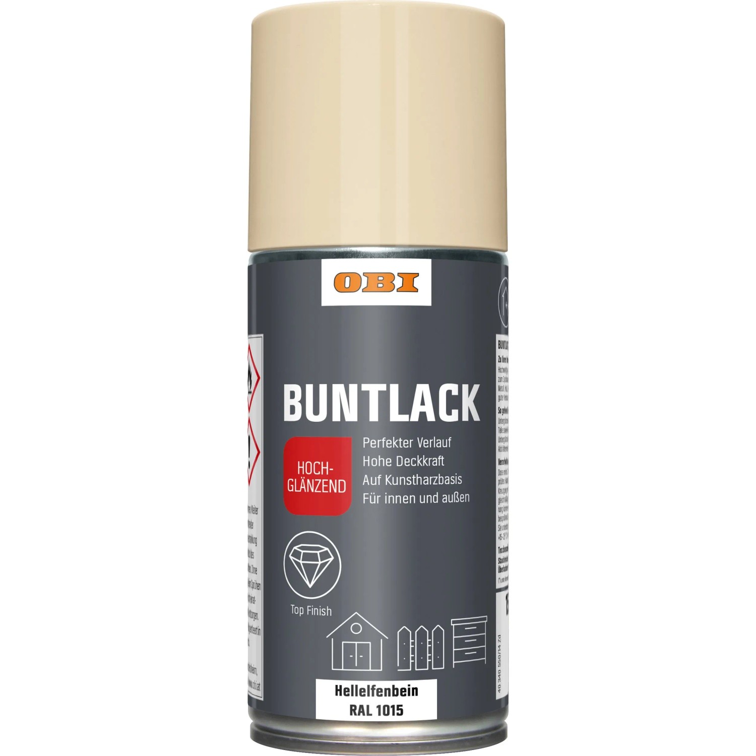 OBI Buntlack Spray RAL 1015 Hellelfenbein hochglänzend 150 ml