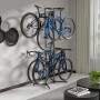 Freistehender Relaxdays Fahrradständer aus Stahl für 4 Fahrräder, schwarz/grau, mit verstellbaren Haltearmen.
