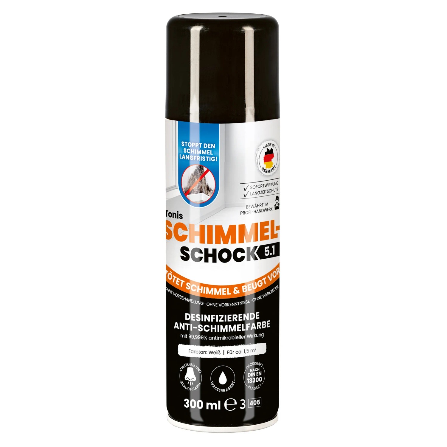 Tonis SCHIMMELSCHOCK Sprühfarbe Schimmelspray 5.1 - (300ml) für 1,5 m2