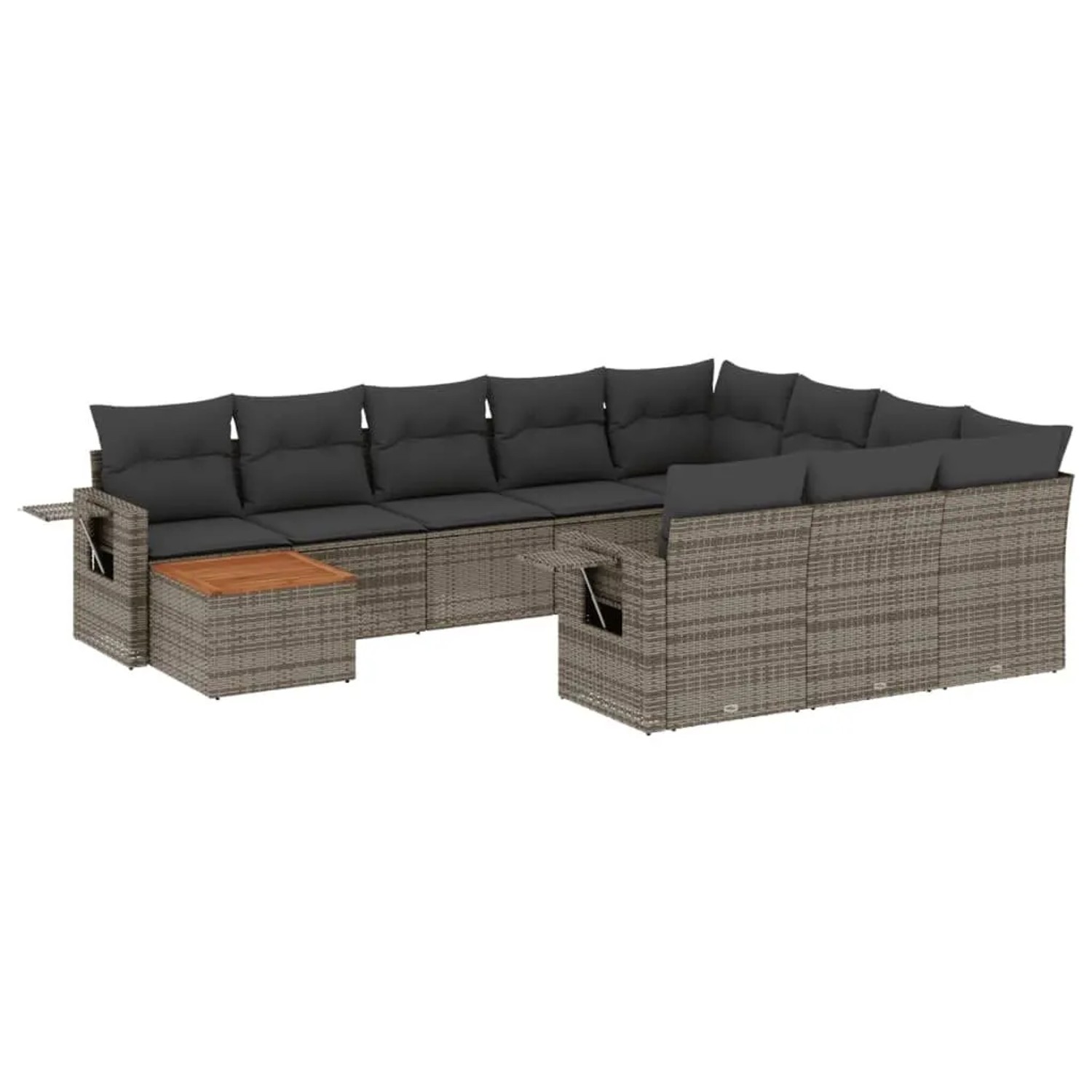 vidaXL 11-Tlg Garten-Sofagarnitur mit Kissen Grau Poly Rattan 3224751 günstig online kaufen