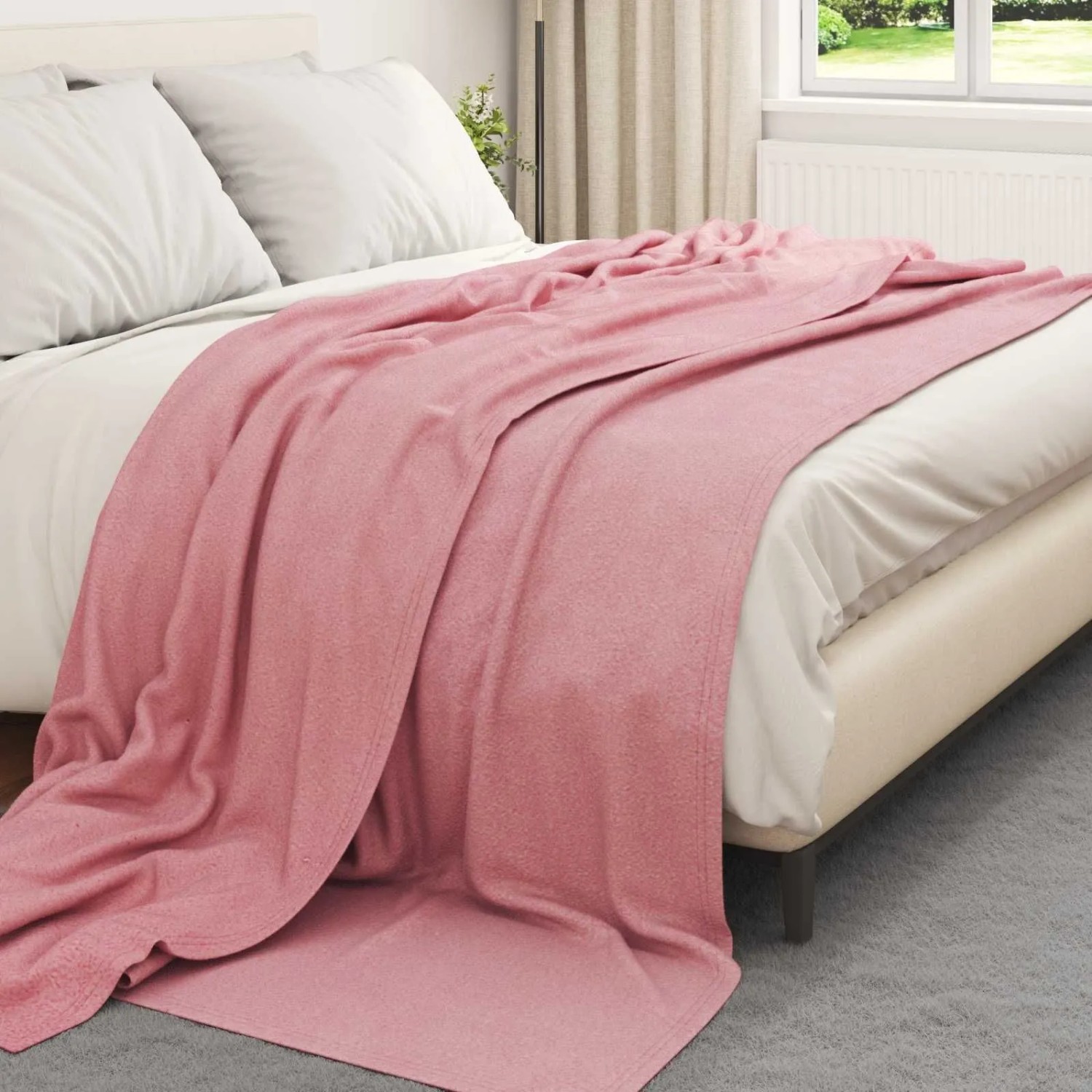 vidaXL Überwurfdecke Rosa 240 x 220 cm Fleece 42017043_3