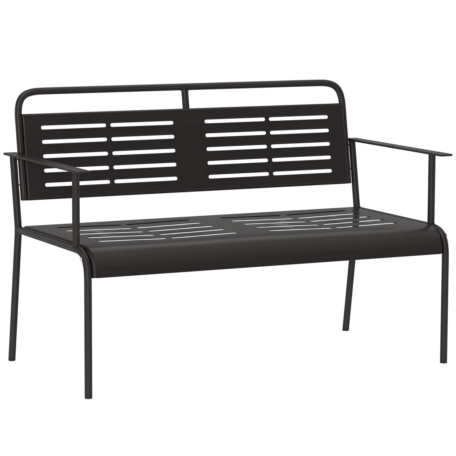 Outsunny Gartenbank 2-Sitzer Stahl 121L x 64B x 84H cm Schwarz günstig online kaufen