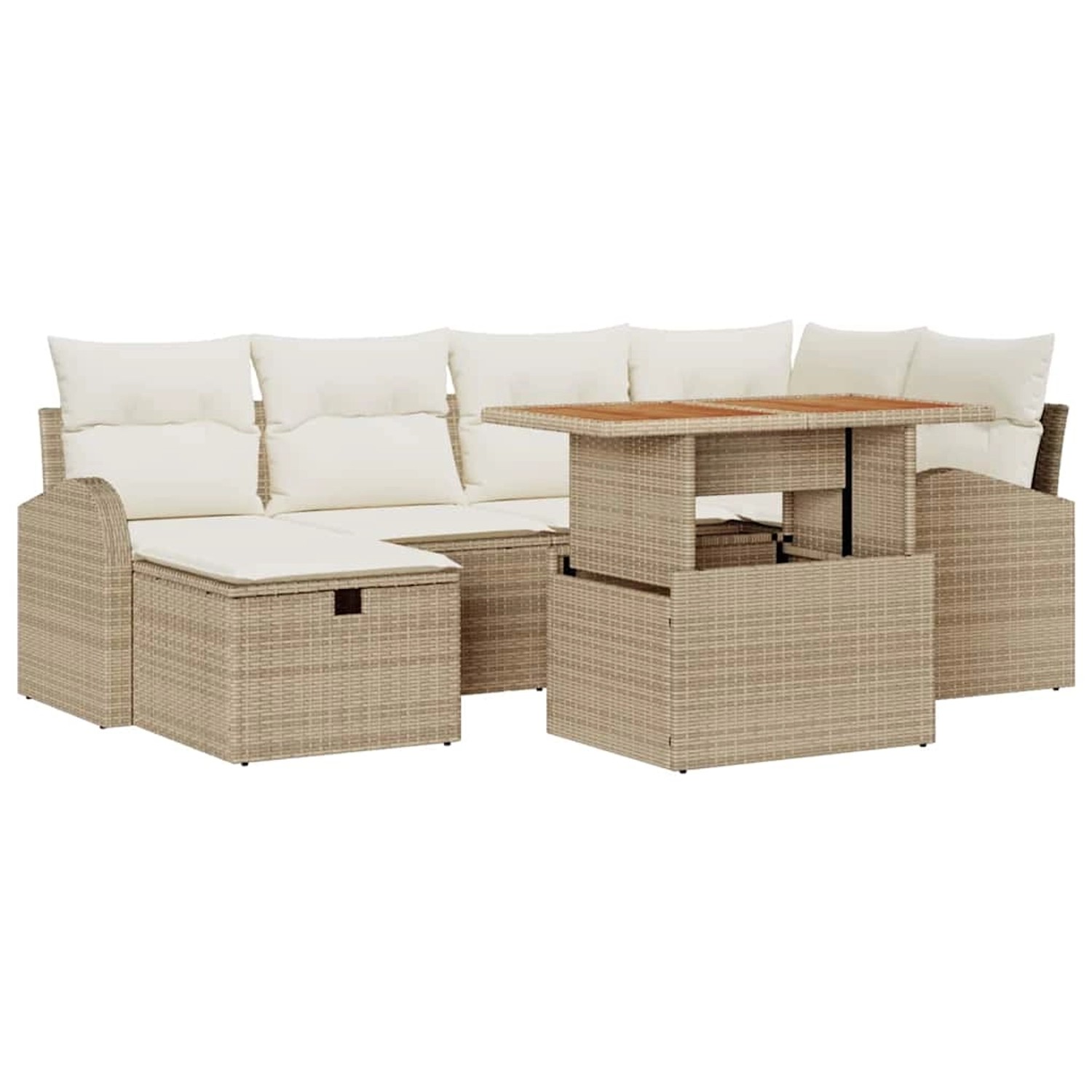 vidaXL Garten-Sofa-Set 7-Tlg Beige Poly Rattan 3361302 günstig online kaufen