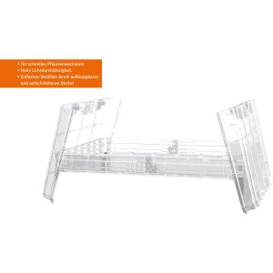 Garantia Frühbeet-Aufsatz Ergo Quadro M für Hochbeet-Systeme, transparente Abdeckung mit Klappdeckel.
