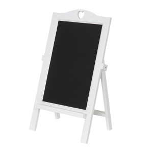 Weiße, klappbare PROREGAL Kreidetafel aus Paulowniaholz mit Herz-Ausschnitt. Ideal als Werbetafel oder Dekotafel.