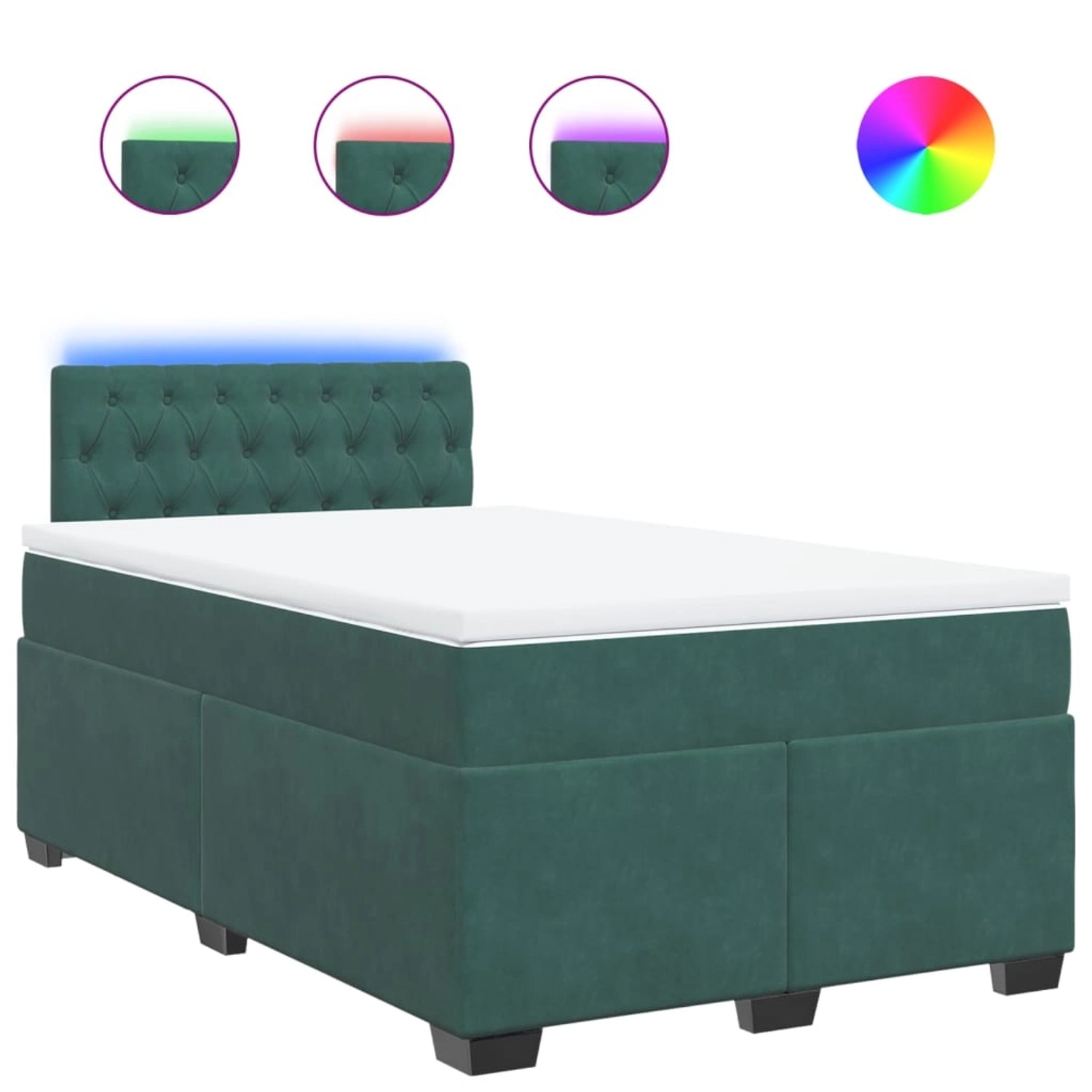 vidaXL Boxspringbett mit Matratze Dunkelgrün 120x200 cm Samt 3288591 günstig online kaufen
