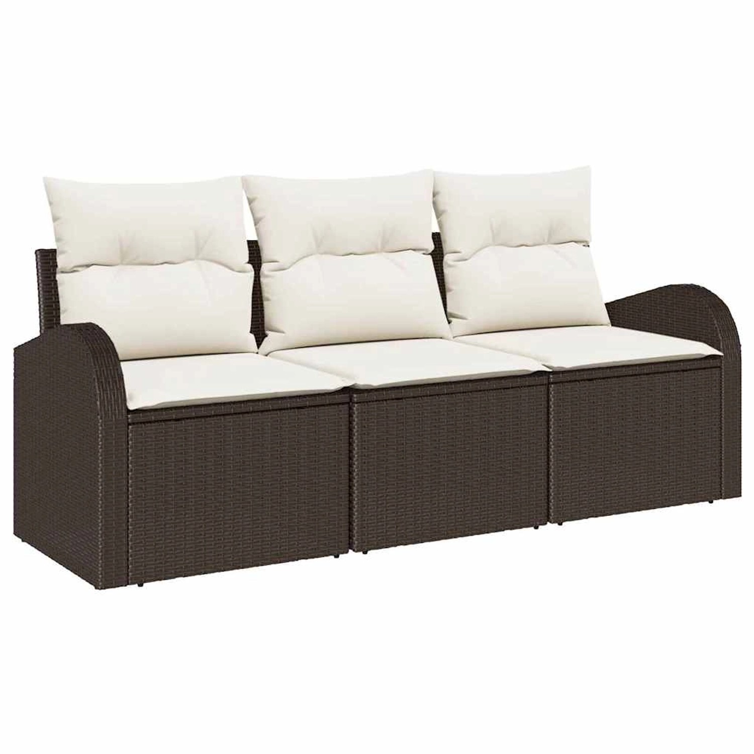 vidaXL Garten-Sofa-Set mit Kissen 3-Tlg Braun und Weiß Poly Rattan 3354567 günstig online kaufen