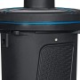 Detailaufnahme: Bestway PowerTouch akkubetriebene Elektropumpe für Camping, schwarzes Gehäuse mit blauen Akzenten.