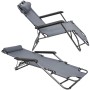 Graue AMANKA Campingliege, klappbar, mit Nackenrolle, für Camping & Freizeit.