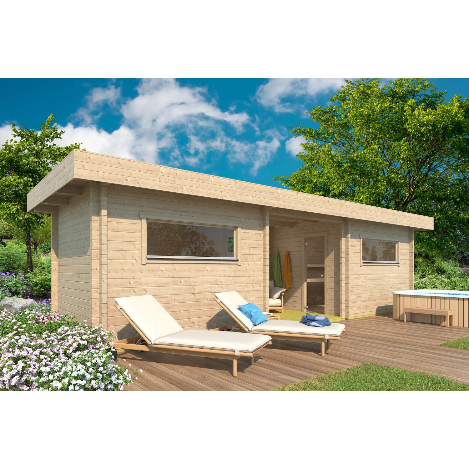 Fjordholz Saunahaus Modell Baden 90mm günstig online kaufen