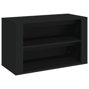 Schwarzes vidaXL Schuhregal (75x35x45 cm) aus Holzwerkstoff mit zwei Fächern.