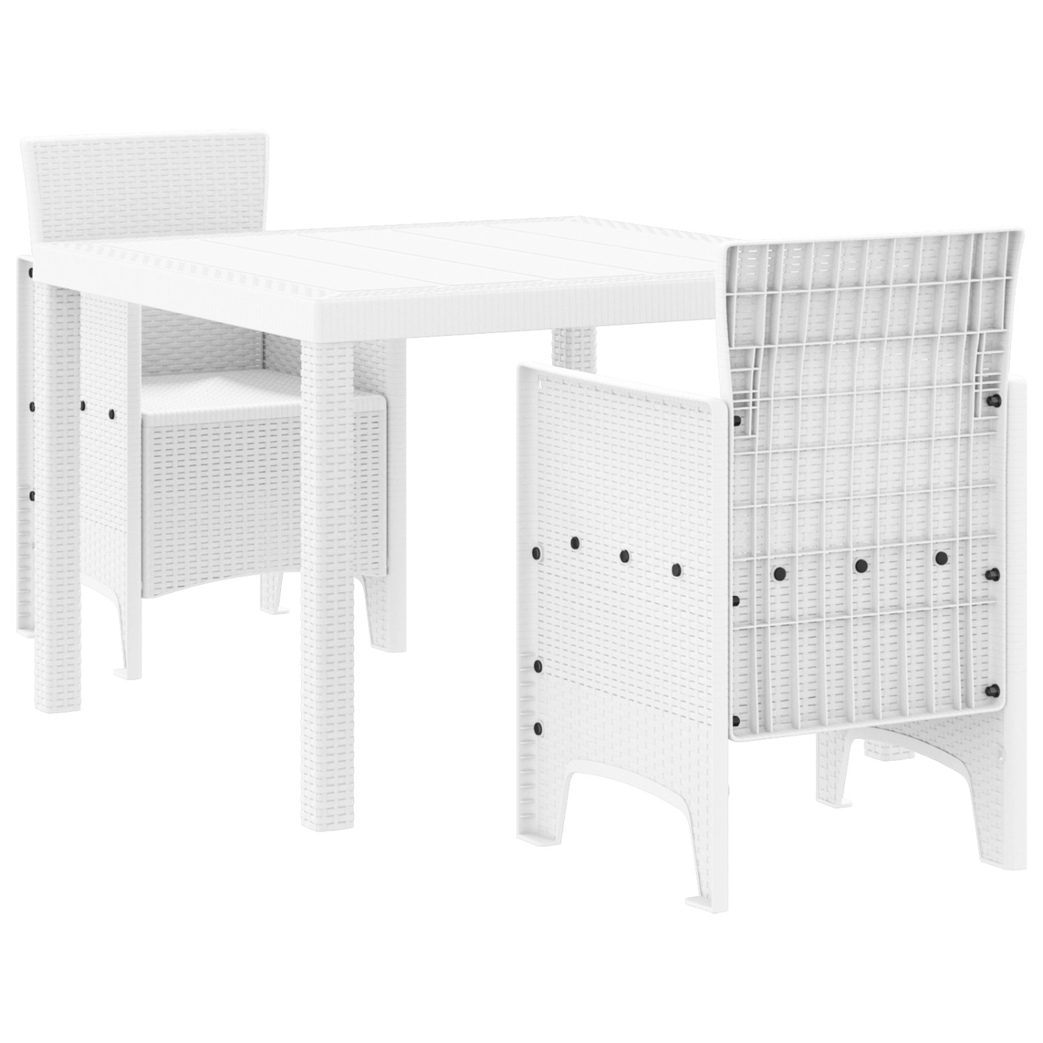 vidaXL 3-tlg Garten-Essgruppe Weiß Poly Rattan 3378682 günstig online kaufen