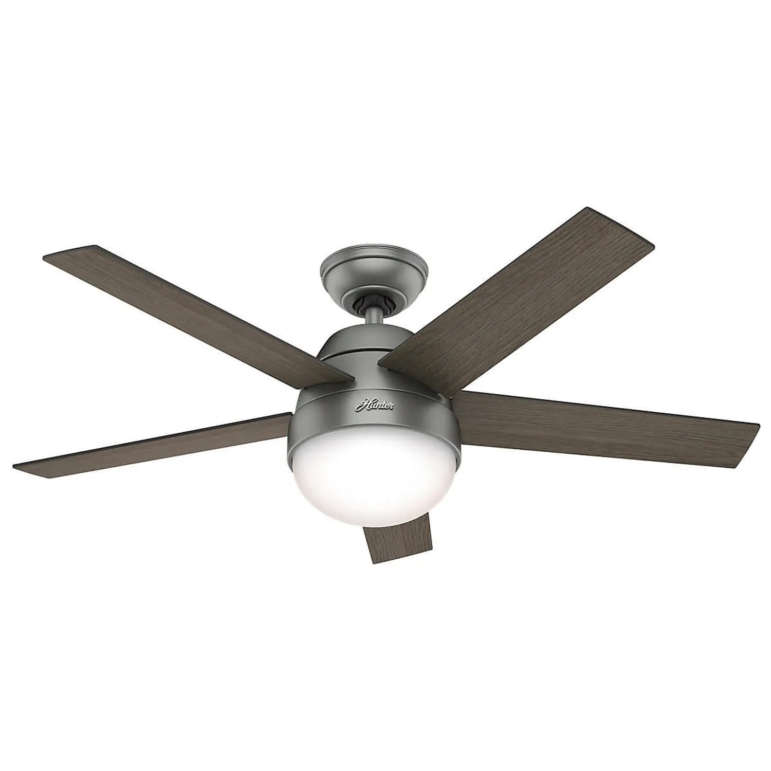 HUNTER FANS Deckenventilator Stile Silber, 117 cm, mit Beleuchtung und Fernbedienung.