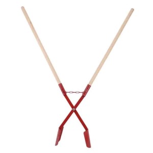 Galaflor Handbagger mit rotem Stahlkopf und Holzstielen, 171 cm, für präzise Lochgrabung und Bodenbearbeitung.