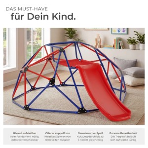 Tectake Klettergerüst Mit Rutsche Freeclimber 185 x 243 x 90 cm Wetterfest  185 x 243 x 90 cm Rot Blau